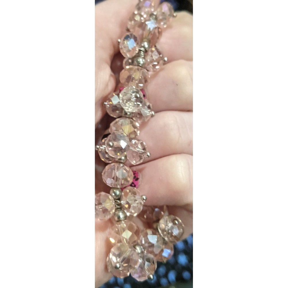Pastel Pink Sparkly Glass Stretch Bracelet